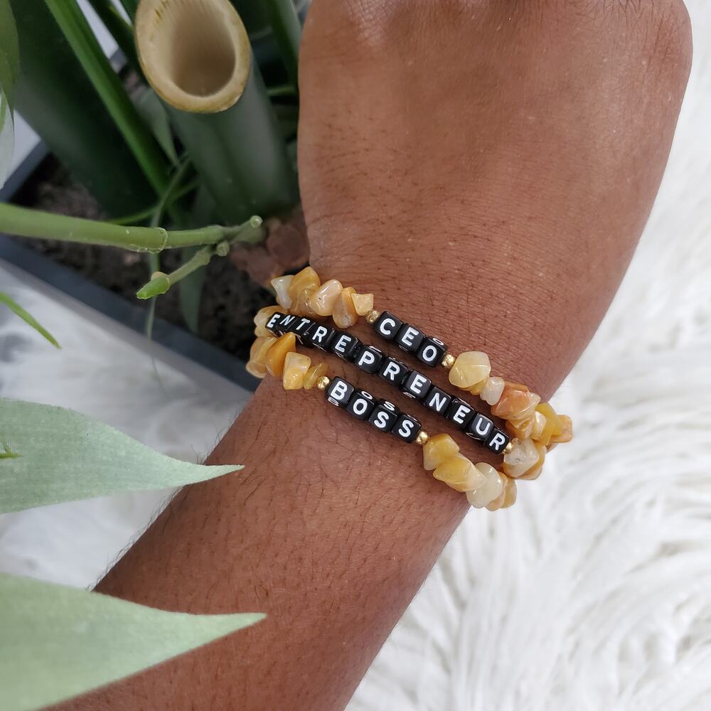 Hand Crafted Topaz Chip Boss Statement Inspiration Bracelet Set